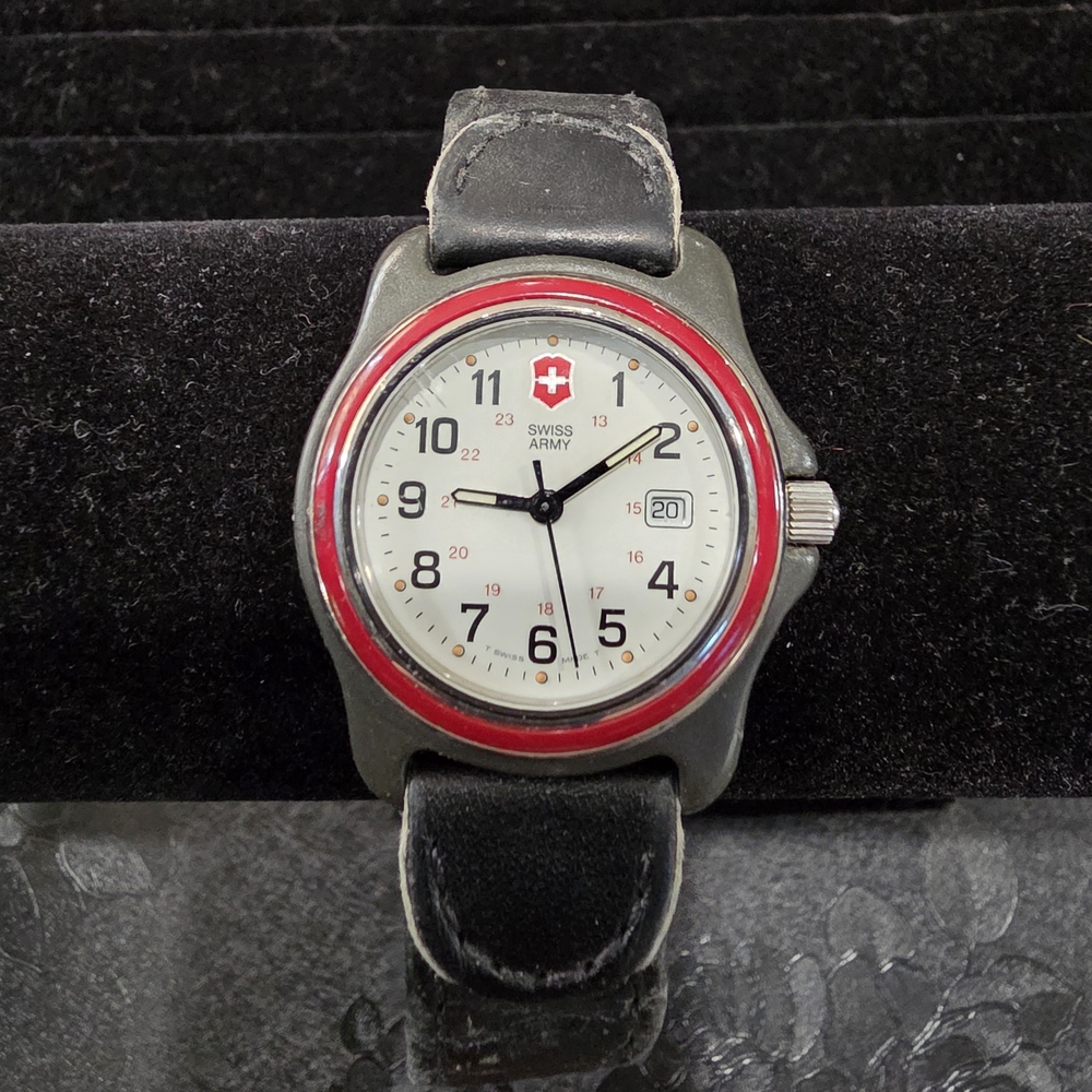 Swiss Army Watch Silver Tone Metal Bezel White Dial